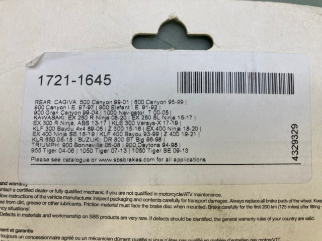 SBS 638LS Brake Pads 1721-1645 New Genuine
