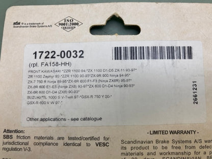 SBS 631HS Brake Pads 1722-0032 New Genuine