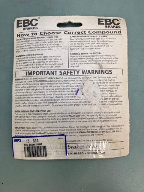 EBC FA304 Brake Pads 15-304 New Genuine