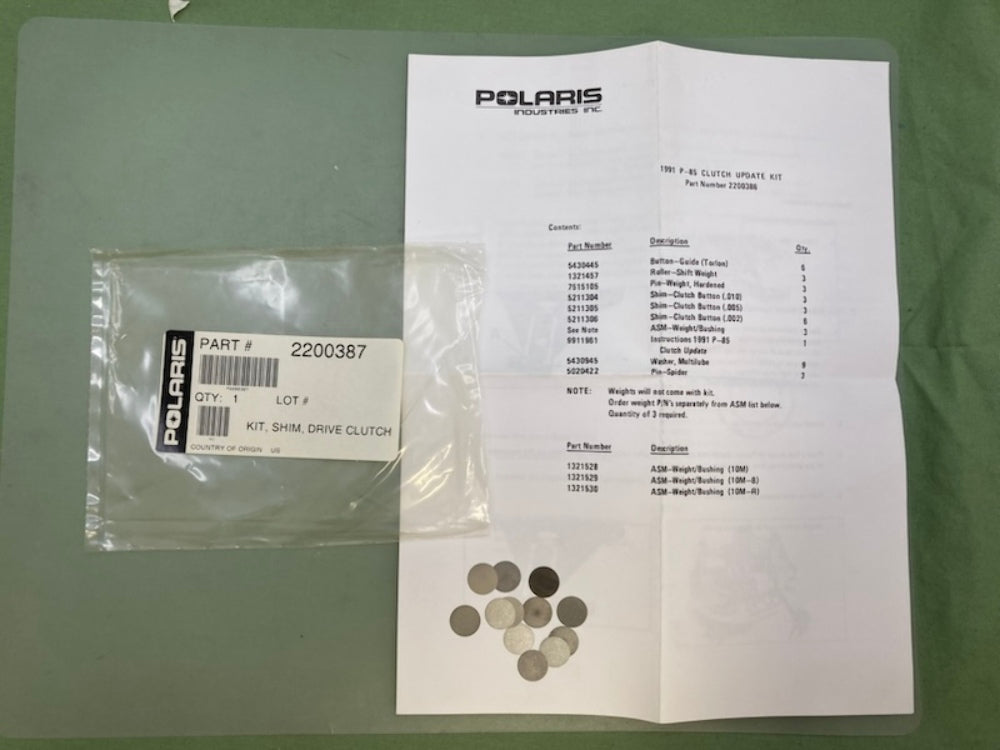Polaris 2200387 Drive Clutch Shim Kit New Genuine