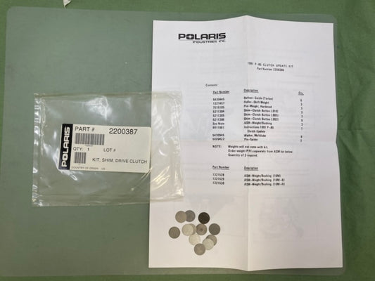 Polaris 2200387 Drive Clutch Shim Kit New Genuine