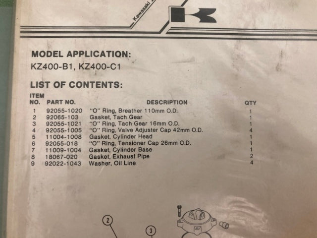 Kawasaki K14046-221 Top End Gasket Kit New Genuine