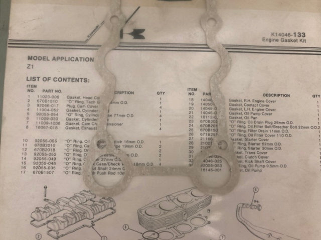 Kawasaki K14046-133 Engine Gasket Kit New Genuine