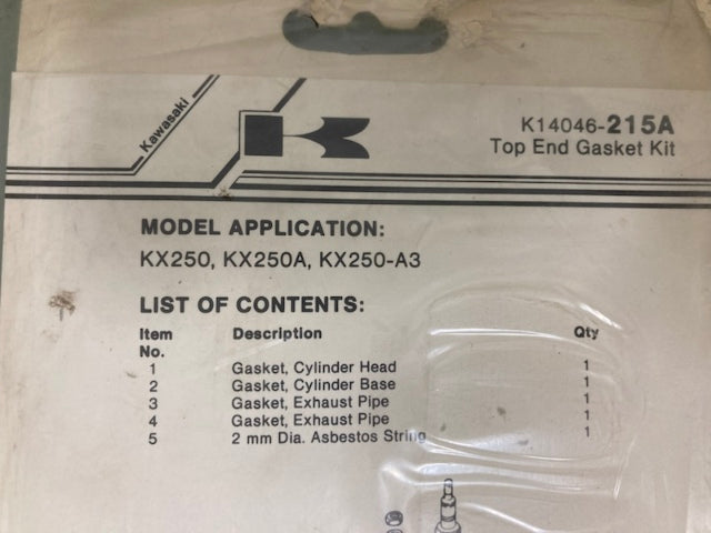 Kawasaki K14046-215A Top End Gasket Kit New Genuine