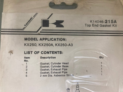 Kawasaki K14046-215A Top End Gasket Kit New Genuine