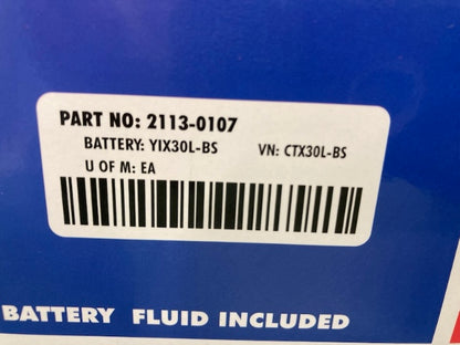 Parts Unlimited 2113-0107 AGM Battery YIX30L-BS With Acid New Genuine