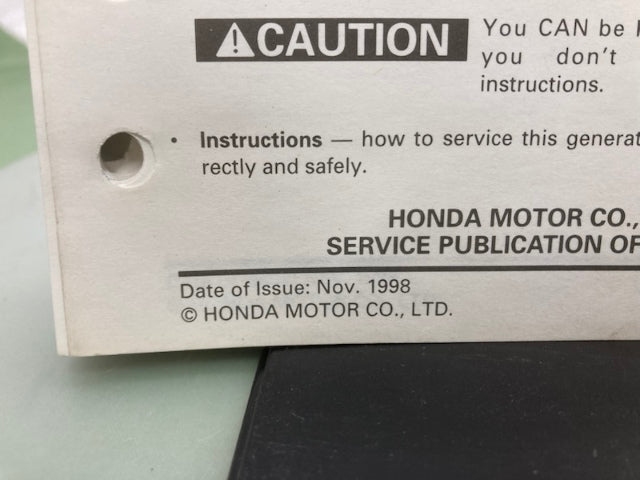 Honda 61ZT300 EU1000i Generator Shop Manual 1998 Genuine
