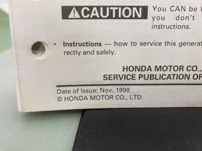 Honda 61ZT300 EU1000i Generator Shop Manual 1998 Genuine