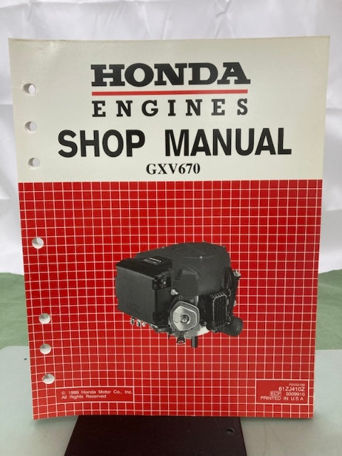 Honda 61ZJ410Z GXV670 Engine Shop Manual '99 w/ 61ZJ410Y Supplement '01 Genuine