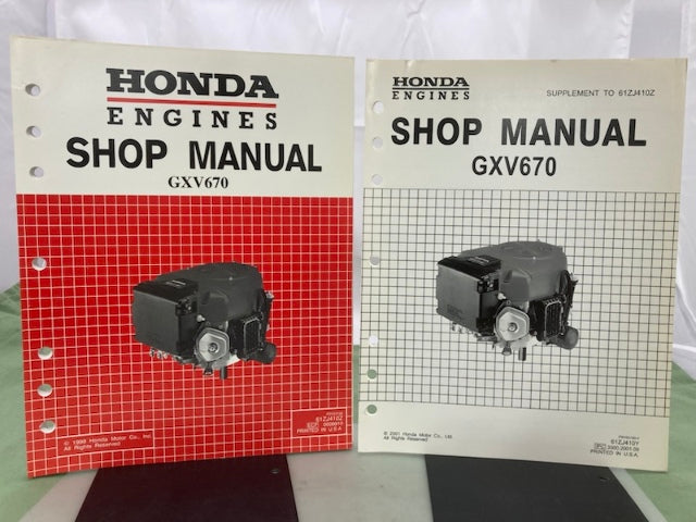 Honda 61ZJ410Z GXV670 Engine Shop Manual '99 w/ 61ZJ410Y Supplement '01 Genuine