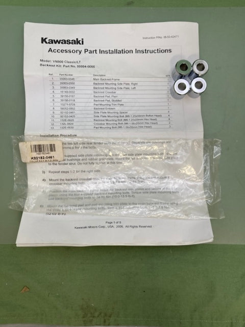 Kawasaki K92152-0461 Backrest Collar Kit New Genuine