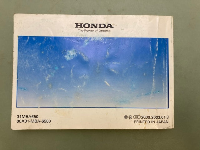 Honda 31MBA650 VT750CD Shadow Deluxe American Classic Owner's Manual '03 Genuine