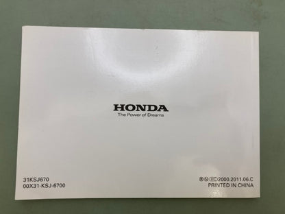 Honda 31KSJ670 CRF100F Owner's Manual '12 New Genuine