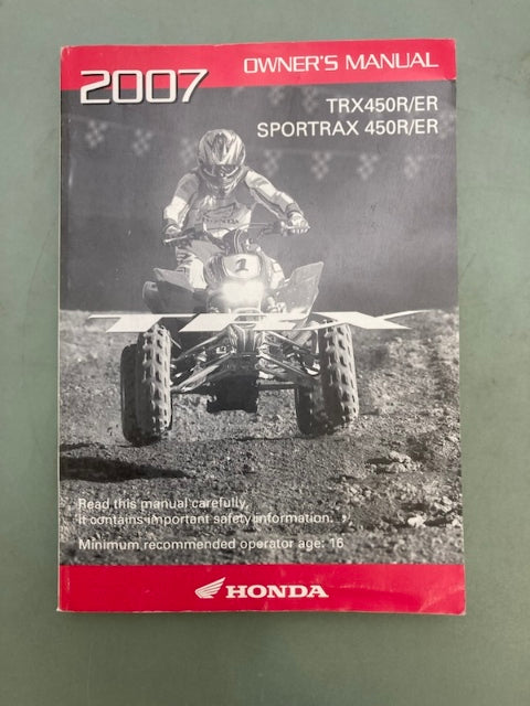 Honda 31HP1630 TRX450R/ER Sportrax 450R/ER Owner's Manual '07 Genuine