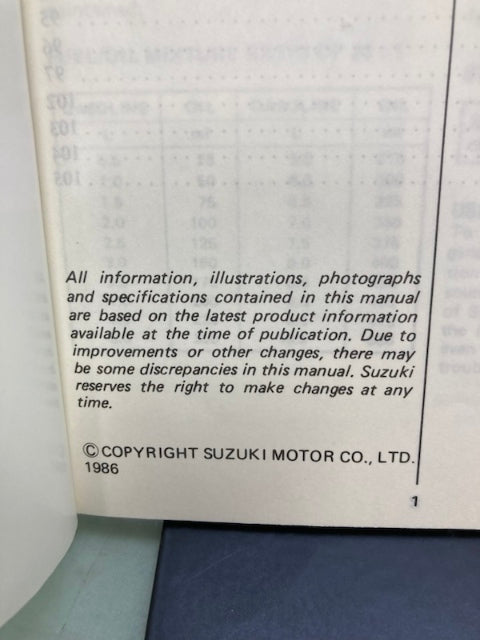 Suzuki 99011-00B22-03A RM250 Owner's Manual '87 Genuine