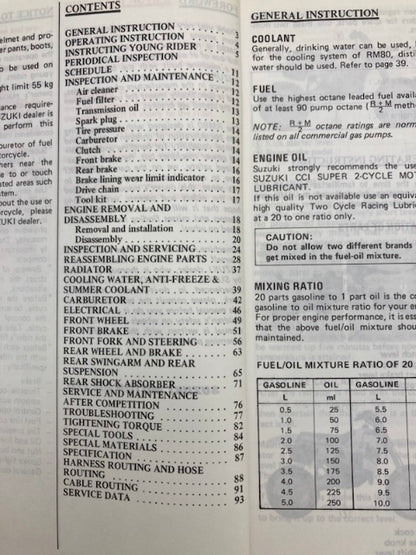 Suzuki 99011-02B22-03A RM80 Owner's Manual '88 Genuine