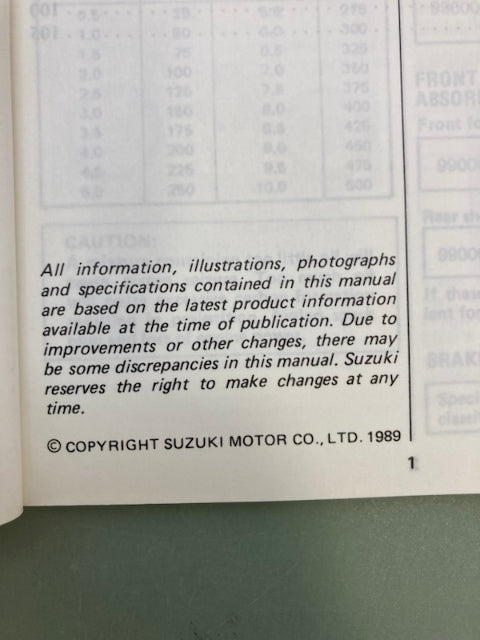 Suzuki 99011-27C51-03A RM125 Owner's Manual '90 Genuine
