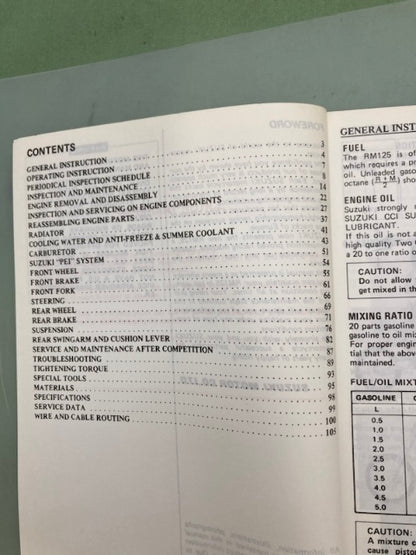Suzuki 99011-27C51-03A RM125 Owner's Manual '90 Genuine