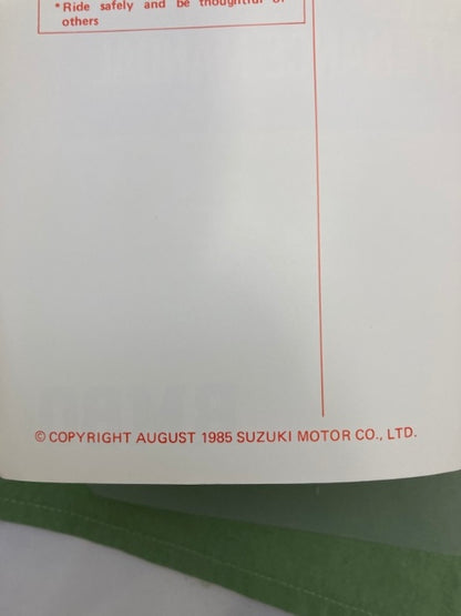 Suzuki 99011-02B20-03A RM80 Owner's Manual '86 Genuine