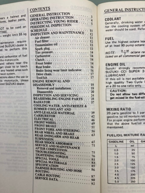 Suzuki 99011-02B20-03A RM80 Owner's Manual '86 Genuine