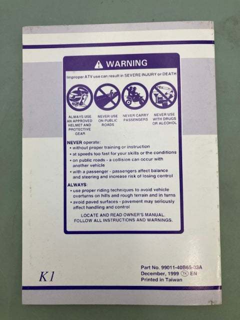 Suzuki 99011-40B65-03A LT80 Owner's Manual '99 Genuine
