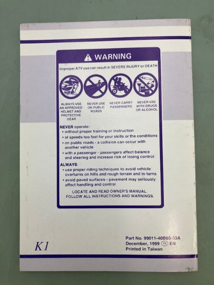 Suzuki 99011-40B65-03A LT80 Owner's Manual '99 Genuine