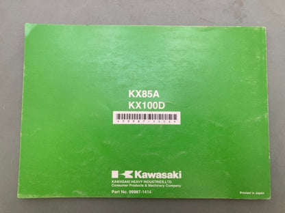 Kawasaki 99987-1414 KX85 KX100 KX85A KX100D Owner's Manual '06 Genuine