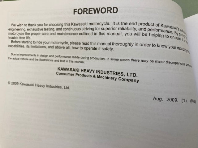 Kawasaki 99987-1615 KLX110 KLX110L KLX110CA/DA Owner's Manual '09 Genuine