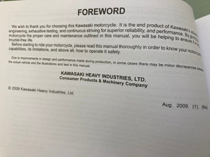 Kawasaki 99987-1615 KLX110 KLX110L KLX110CA/DA Owner's Manual '09 Genuine