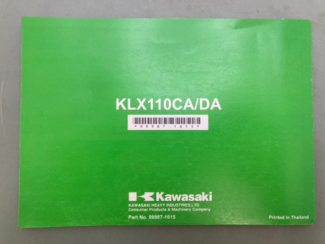 Kawasaki 99987-1615 KLX110 KLX110L KLX110CA/DA Owner's Manual '09 Genuine