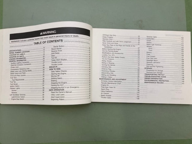 Kawasaki 99987-1044 BAYOU 250 KLF250-A1 Owner's Manual '01 Genuine