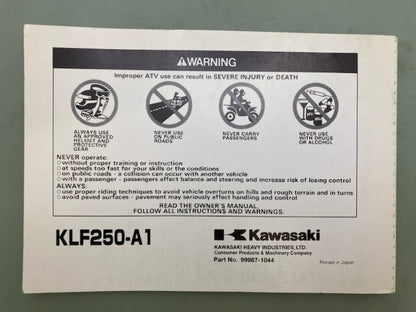 Kawasaki 99987-1044 BAYOU 250 KLF250-A1 Owner's Manual '01 Genuine