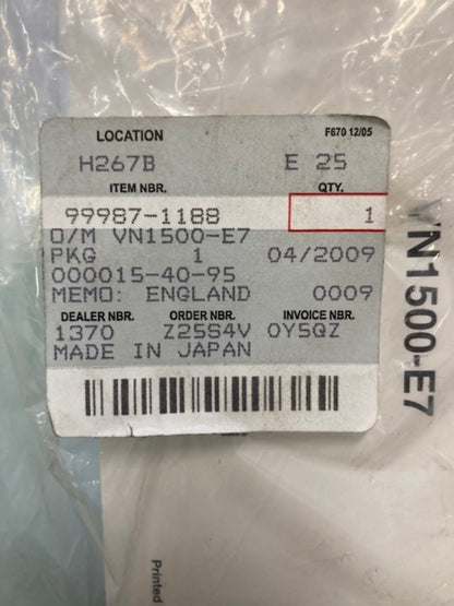 Kawasaki 99987-1188 Vulcan 1500 Classic VN1500-E7 Owner's Manual '03 New Genuine