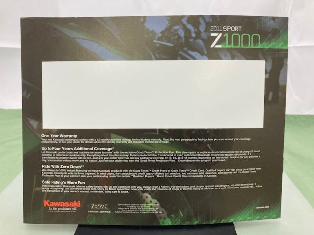 Kawasaki Z1000 Sport Sales Brochure 2011 Genuine