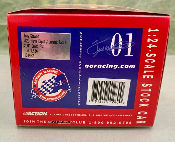 Action 1:24 Tony Stewart #20 Home Depot/Jurassic Park III 2001 Grand Prix New