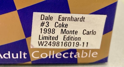 Action 1:24 Dale Earnhardt #3 Coke 1998 Monte Carlo New