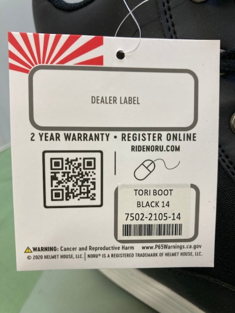 Noru 7502-2105-14 Tori Boot Black Size 14 New Genuine