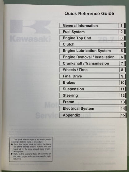 Kawasaki 99924-1248-01 ZR-7 Service Manual '00 Genuine