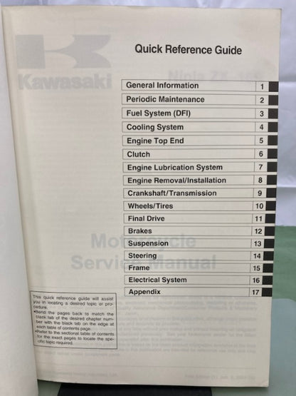 Kawasaki 99924-1322-01 Ninja ZX-10R Service Manual '04 Genuine