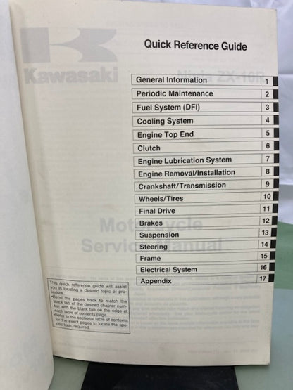 Kawasaki 99924-1388-01 Ninja ZX-10R Service Manual '08 Genuine