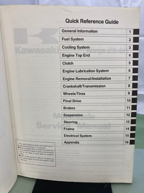 Kawasaki 99924-1225-01 Ninja ZX-9R Service Manual '97 Genuine