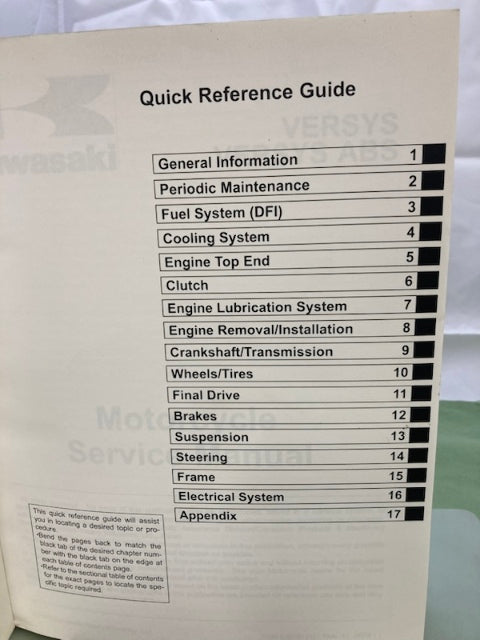 Kawasaki 99924-1435-31 Versys ABS Service Manual '09 Genuine