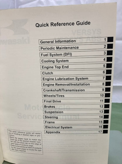 Kawasaki 99924-1435-31 Versys ABS Service Manual '09 Genuine