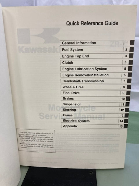 Kawasaki 99924-1269-01 ZR-7S Service Manual '00 Genuine
