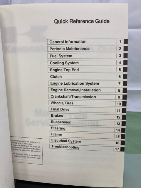 Kawasaki 99924-1280-01 Ninja ZX-9R Service Manual '01 Genuine