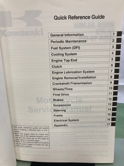 Kawasaki 99924-1361-01 Ninja 650R ER-6f ABS Service Manual '05 Genuine