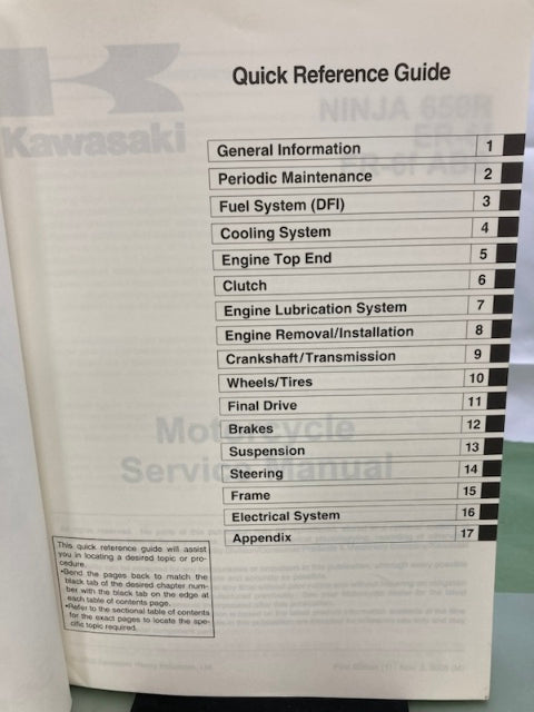Kawasaki 99924-1361-01 Ninja 650R ER-6f ABS Service Manual '05 Genuine