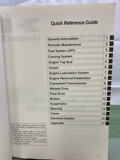 Kawasaki 99924-1417-01 Ninja ZX-6R Service Manual '08 Genuine