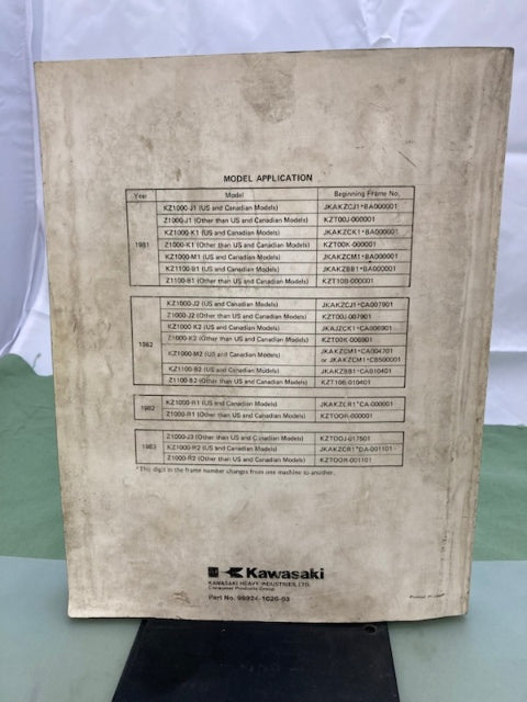 Kawasaki 99924-1026-03 KZ1000 KZ1100 Service Manual '96 Genuine
