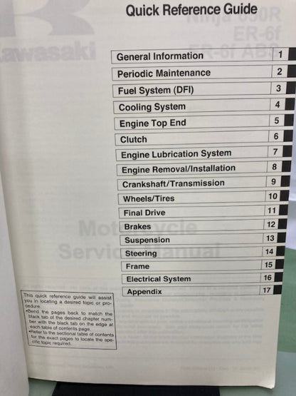 Kawasaki 99924-1419-01 Ninja 650R ER-6f ABS Service Manual '08 Genuine